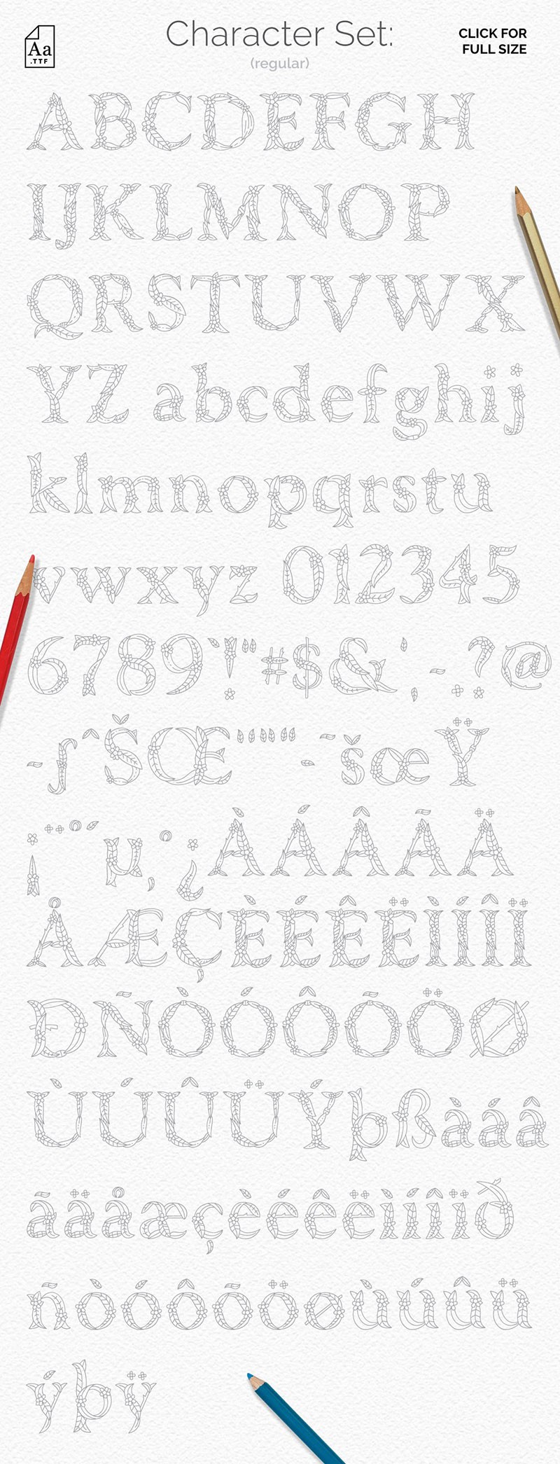 Secret Island花卉图形英文字体 设计素材 sucaiwan.com