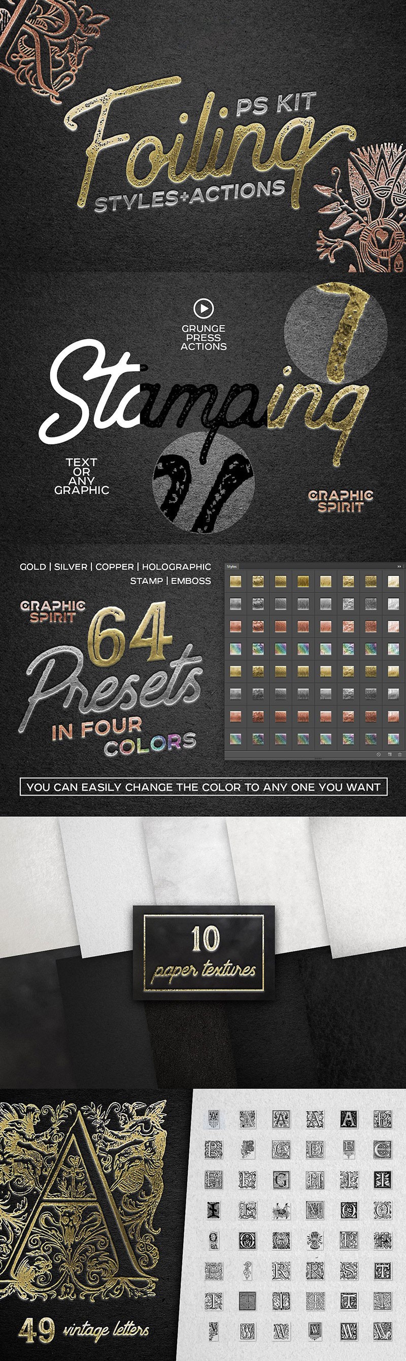 64种烫金文字特效PS样式 插件预设 sucaiwan.com