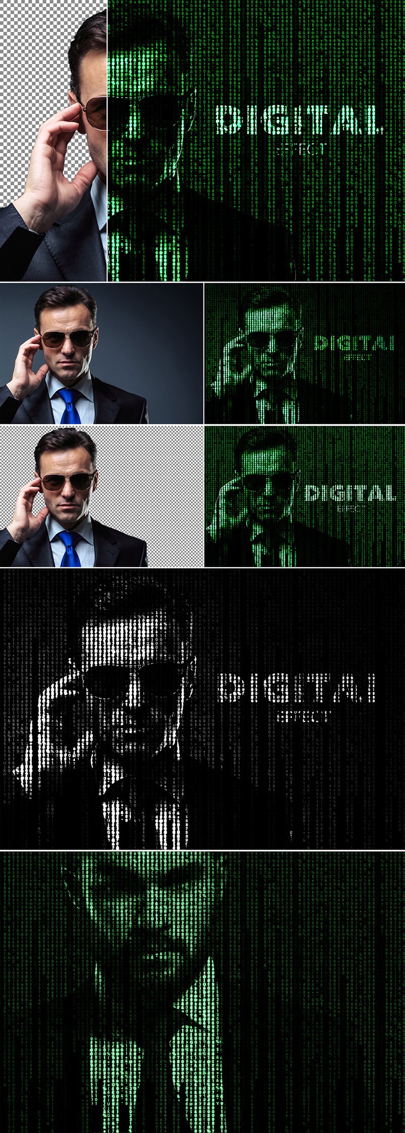 黑客帝国绿色背景数字“代码雨”PS图层样式 插件预设 sucaiwan.com