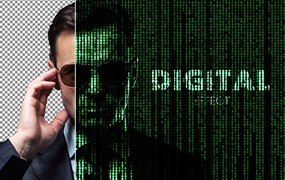 黑客帝国绿色背景数字“代码雨”PS图层样式