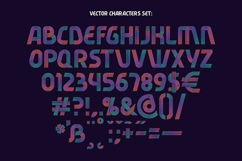 Fiver现代装饰英文字体 设计素材 sucaiwan.com