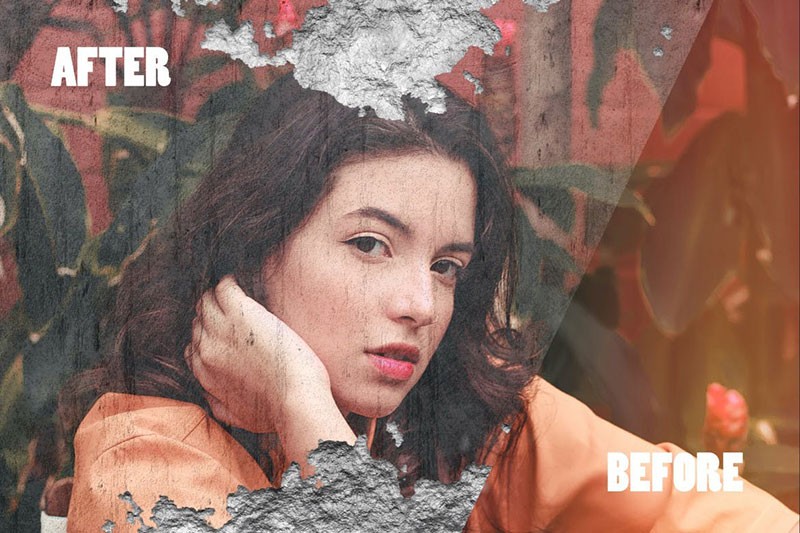 墙面脱落效果PS图层样式 插件预设 sucaiwan.com