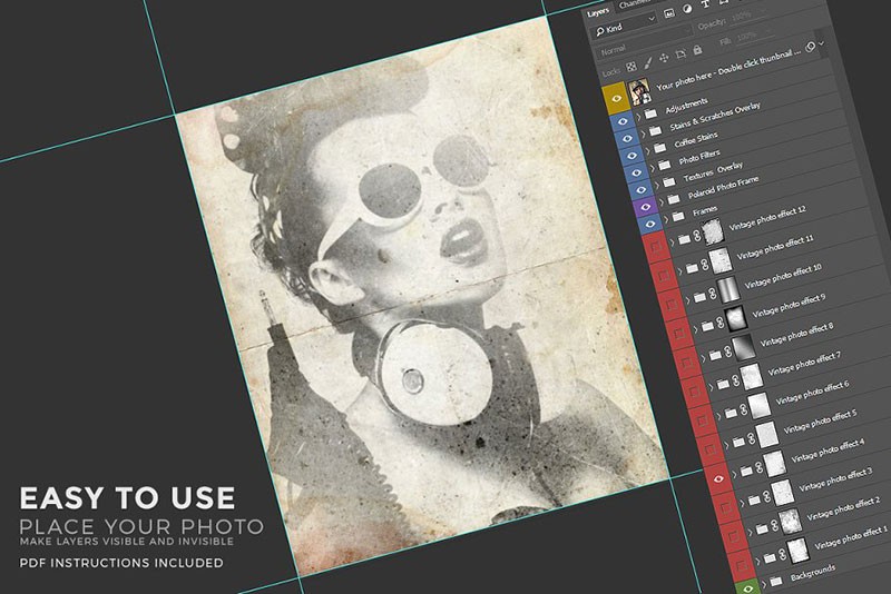 欧美复古老照片效果PS图层样式 插件预设 sucaiwan.com