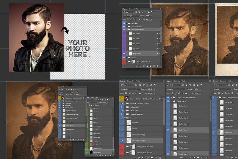 欧美复古老照片效果PS图层样式 插件预设 sucaiwan.com