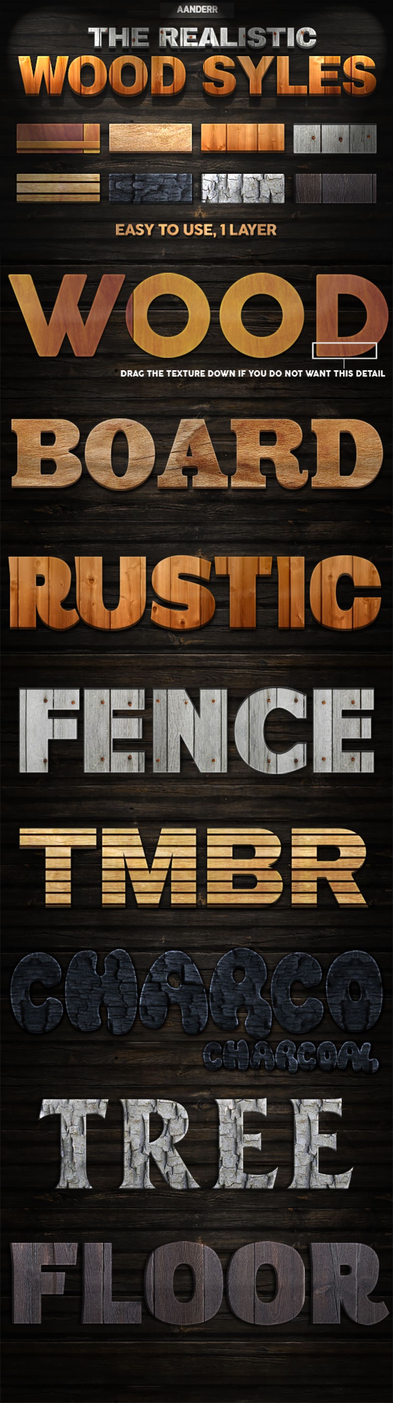 8种木质文字特效PS样式，PSD ASL格式 插件预设 sucaiwan.com