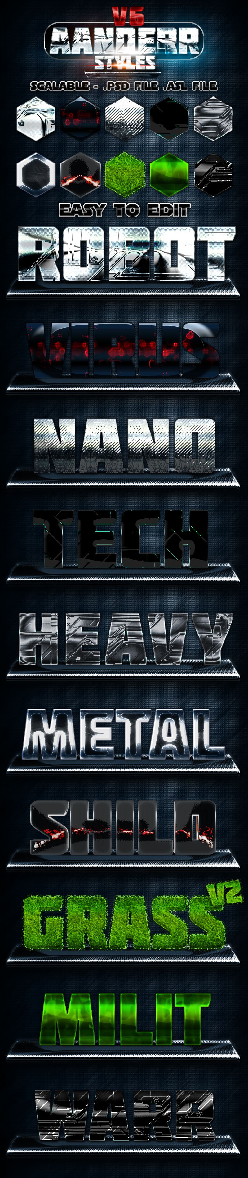 10种不同风格文字特效PS样式，PSD ASL格式 插件预设 sucaiwan.com