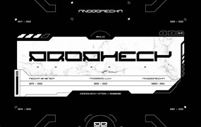 赛博朋克酸性未来机甲45°切割仙女座英文字体 Andromecha