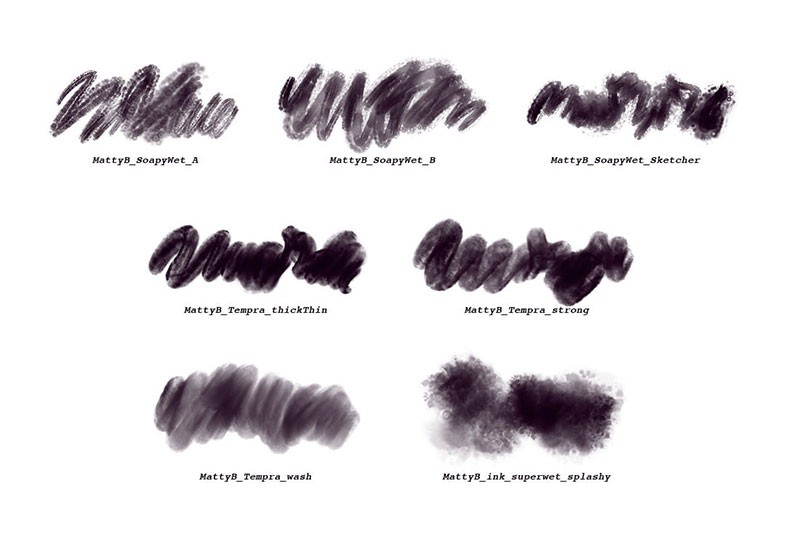 Procreate水墨湿介质画笔套装 笔刷资源 sucaiwan.com