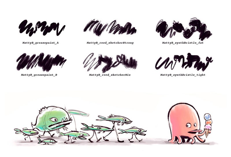 Procreate水墨湿介质画笔套装 笔刷资源 sucaiwan.com