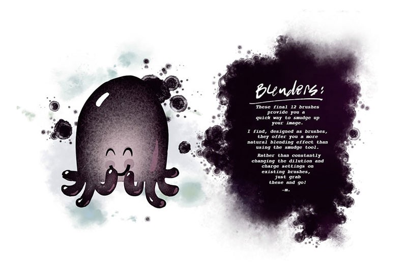 Procreate水墨湿介质画笔套装 笔刷资源 sucaiwan.com