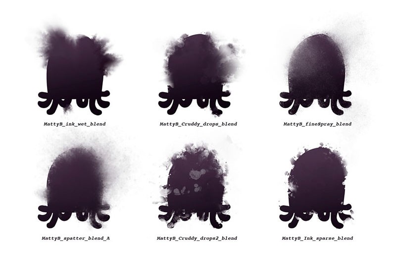 Procreate水墨湿介质画笔套装 笔刷资源 sucaiwan.com