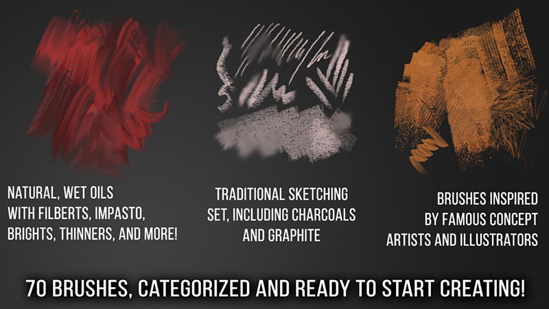 专业CG游戏原画PS笔刷套装，附视频教程 笔刷资源 sucaiwan.com