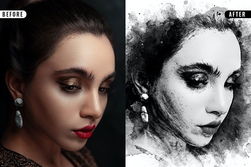 油墨水彩效果PS图层样式 插件预设 sucaiwan.com