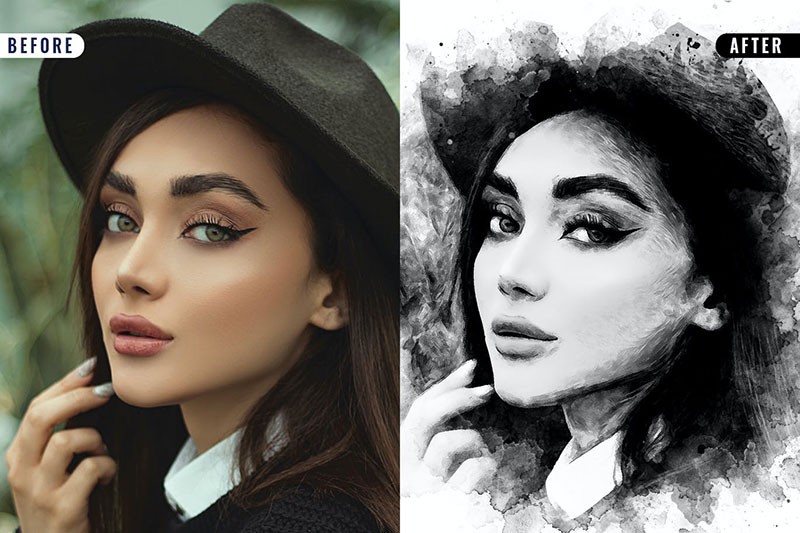 油墨水彩效果PS图层样式 插件预设 sucaiwan.com