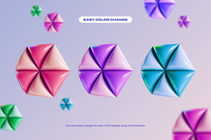 220+彩色3D立体几何形状素材PNG 图片素材 sucaiwan.com