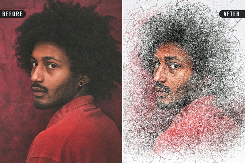 人像涂鸦素描艺术PS图层样式 插件预设 sucaiwan.com