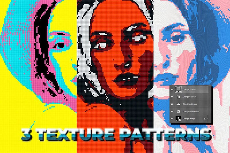 彩色像素风艺术效果PS图层样式 插件预设 sucaiwan.com