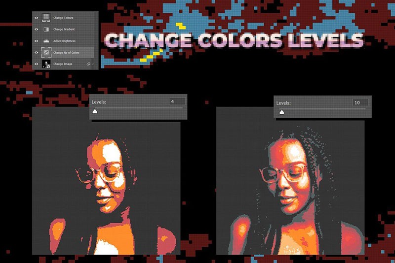 彩色像素风艺术效果PS图层样式 插件预设 sucaiwan.com