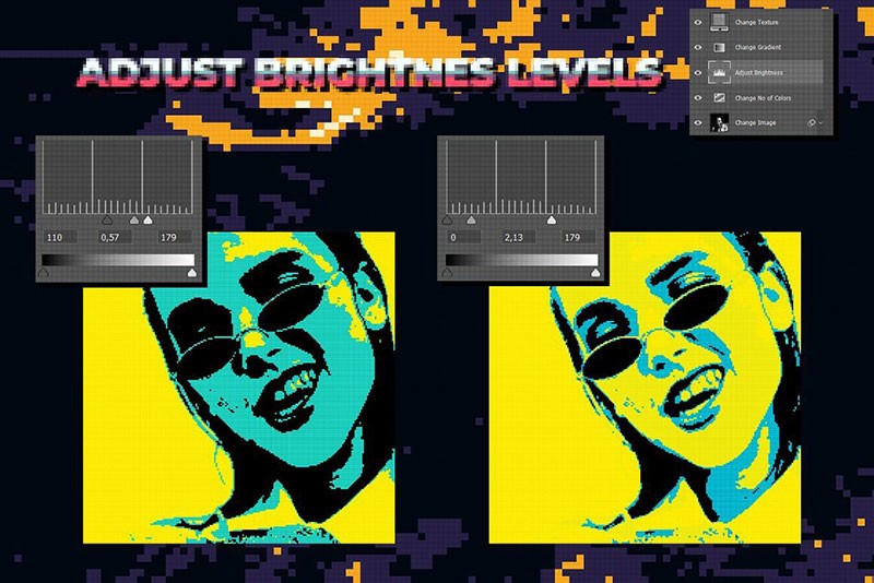 彩色像素风艺术效果PS图层样式 插件预设 sucaiwan.com