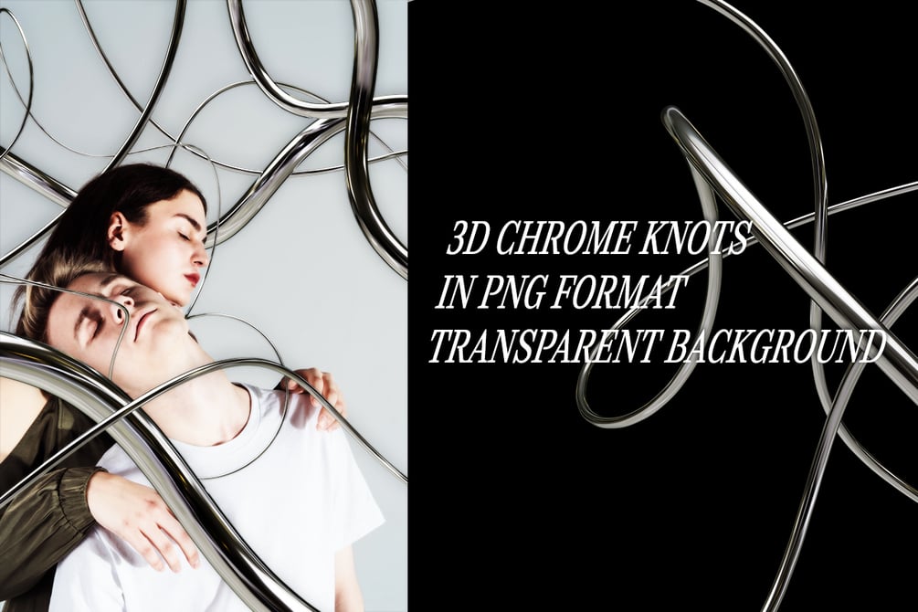 50种精美优雅酸性镀铬缠绕艺术创意形状PNG免扣素材 Chrome Knots - 3D PNG Shapes 图片素材 sucaiwan.com