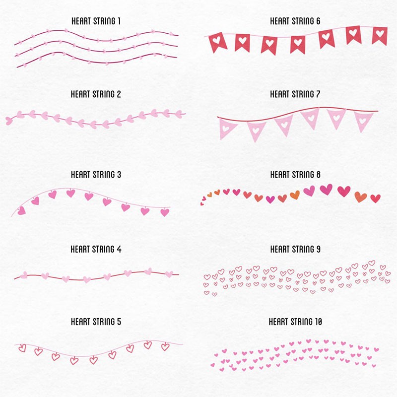 80个浪漫爱心主题Procreate笔刷套装 笔刷资源 sucaiwan.com