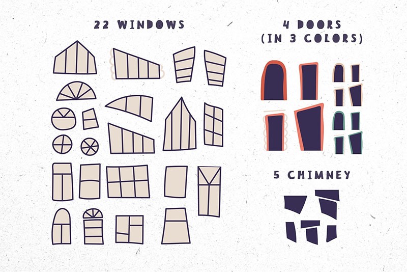 130+卡通房子主题拼接图案矢量设计素材 图片素材 sucaiwan.com