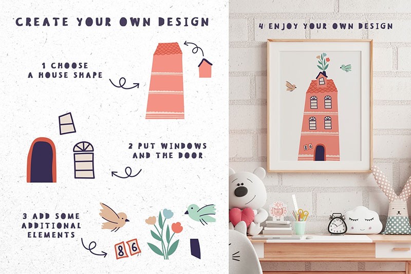 130+卡通房子主题拼接图案矢量设计素材 图片素材 sucaiwan.com