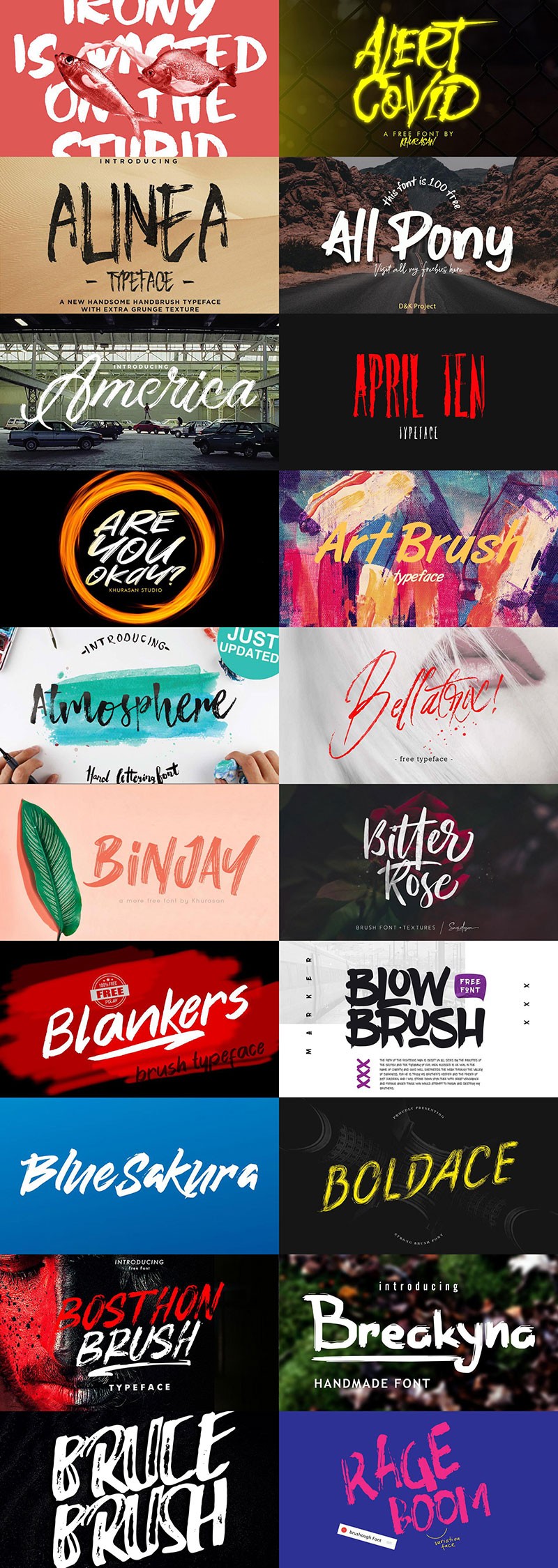 118款粗犷英文笔刷字体合集，免费可商用 笔刷资源 sucaiwan.com