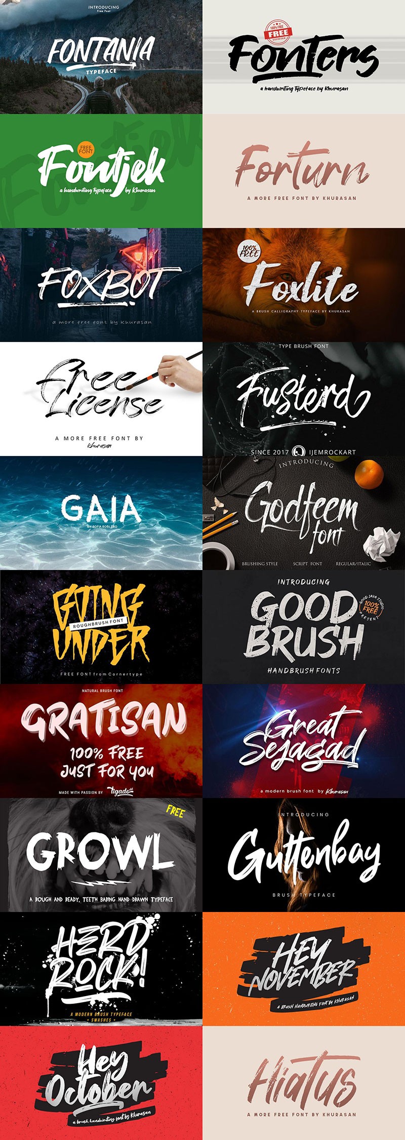 118款粗犷英文笔刷字体合集，免费可商用 笔刷资源 sucaiwan.com