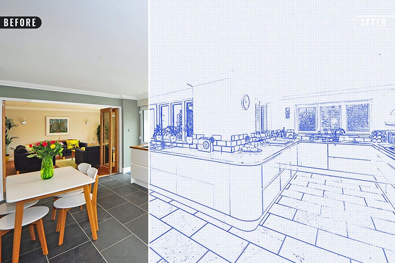 建筑图纸蓝图效果PS图层样式 插件预设 sucaiwan.com