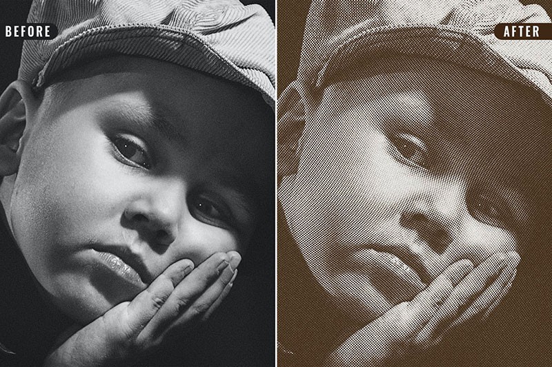 复古雕刻半色调效果PS图层样式 插件预设 sucaiwan.com