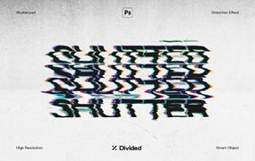Divided 快门扭曲故障效果文字失真图层样式PSD样机模板 Shutter