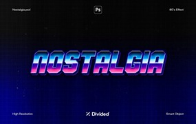 Divided 复古机械感变形金刚电影感怀旧镀铬文字失真图层样式PSD样机模板 Nostalgia