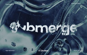 Divided 逼真文本失真故障扭曲PS效果包 Submerge