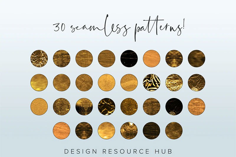 30种金箔效果样式，PAT ASL AI JPG格式 插件预设 sucaiwan.com