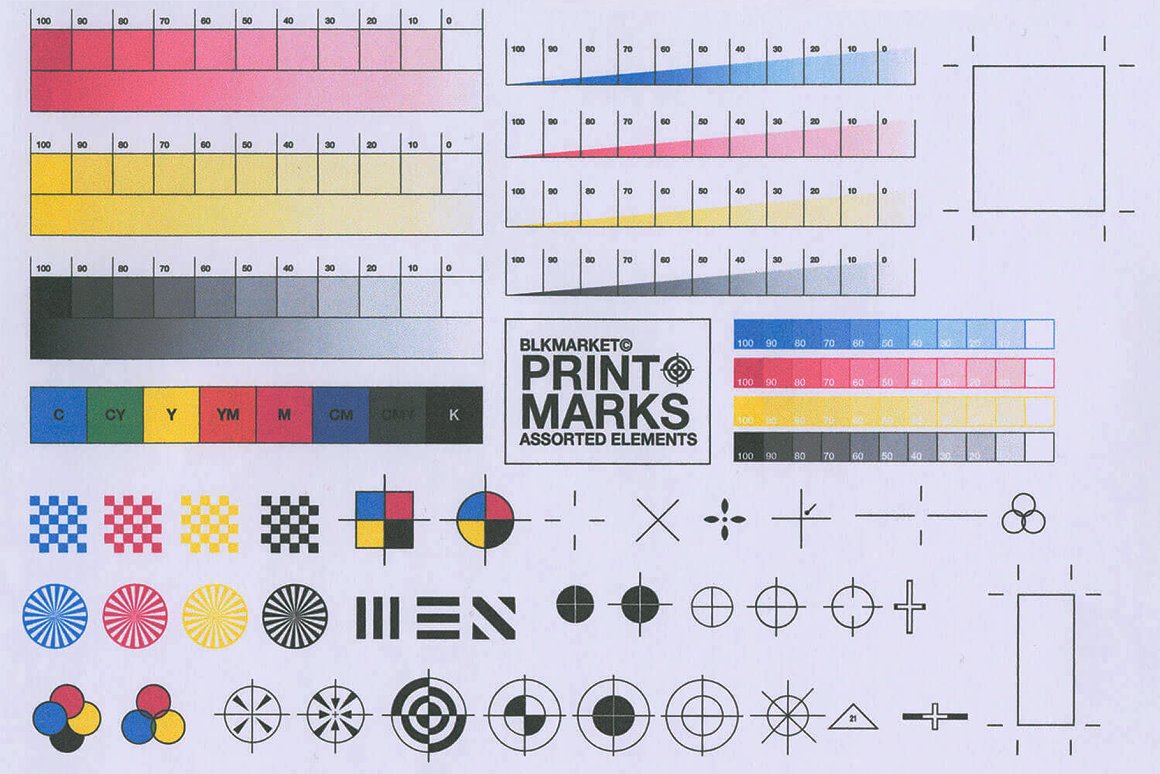 Blkmarket 81款极简印刷商标注册色标规范图标AI矢量设计素材 Print Marks – 80+ Assets 图片素材 sucaiwan.com