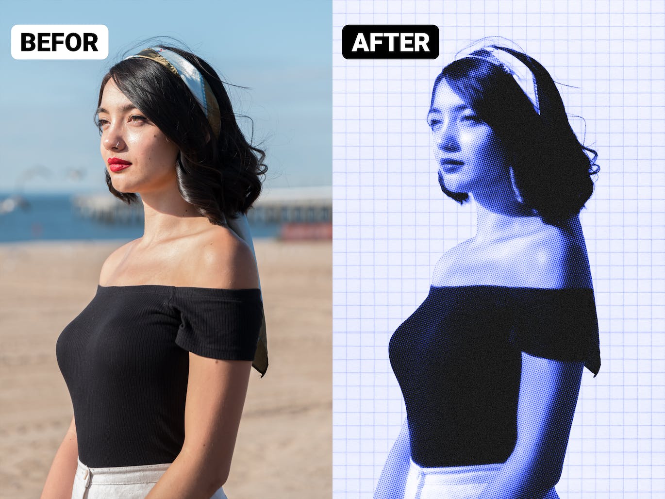 复古Y2K美学半色调风格像素化人物实验性海报杂志封面设计PS动作 . 第5张-素材湾丨精选海外优质设计素材资源 复古Y2K美学半色调风格像素化人物实验性海报杂志封面设计PS动作 . sucaiwan.com