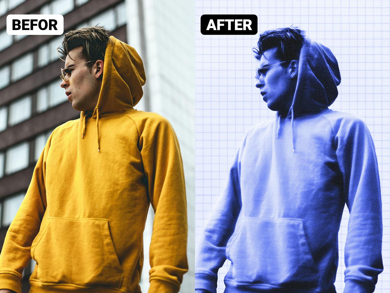 复古Y2K美学半色调风格像素化人物实验性海报杂志封面设计PS动作 . 第6张-素材湾丨精选海外优质设计素材资源 复古Y2K美学半色调风格像素化人物实验性海报杂志封面设计PS动作 . sucaiwan.com