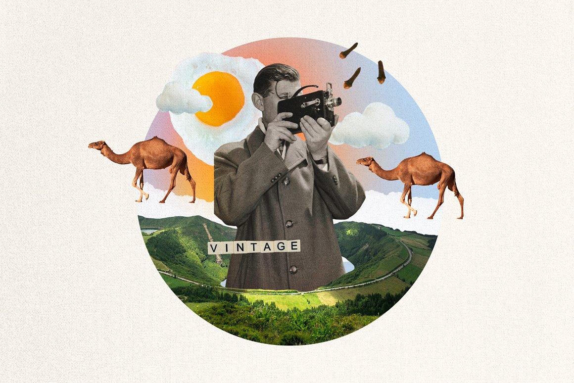 1255个复古做旧杂志剪纸手工裁剪动物植物食物自然纸张背景纹理JPG&PNG素材包 Plot Twist Collage Creator 图片素材 sucaiwan.com