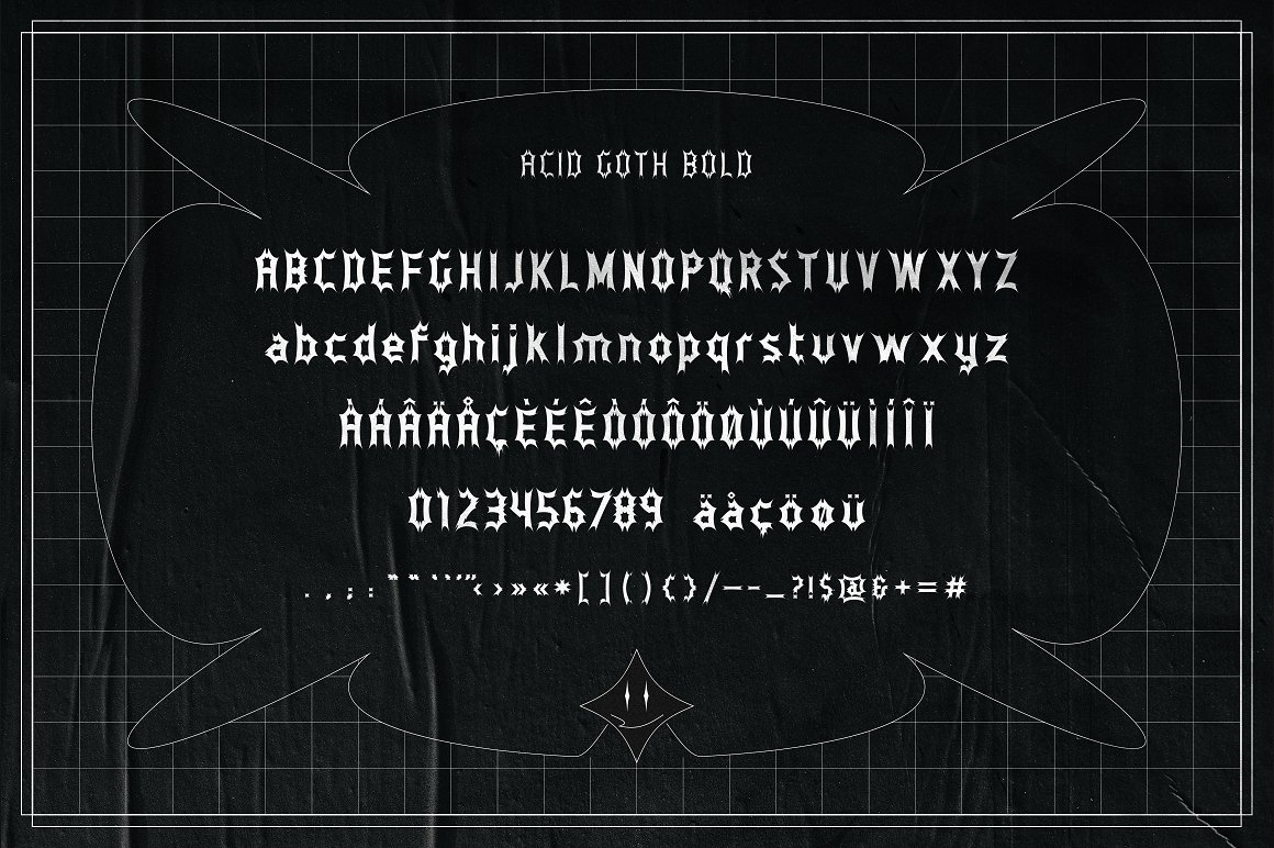 新野蛮主义风格酸性复古波浪怪诞Y2K垃圾风格哥特字体包 Acid Goth 设计素材 sucaiwan.com