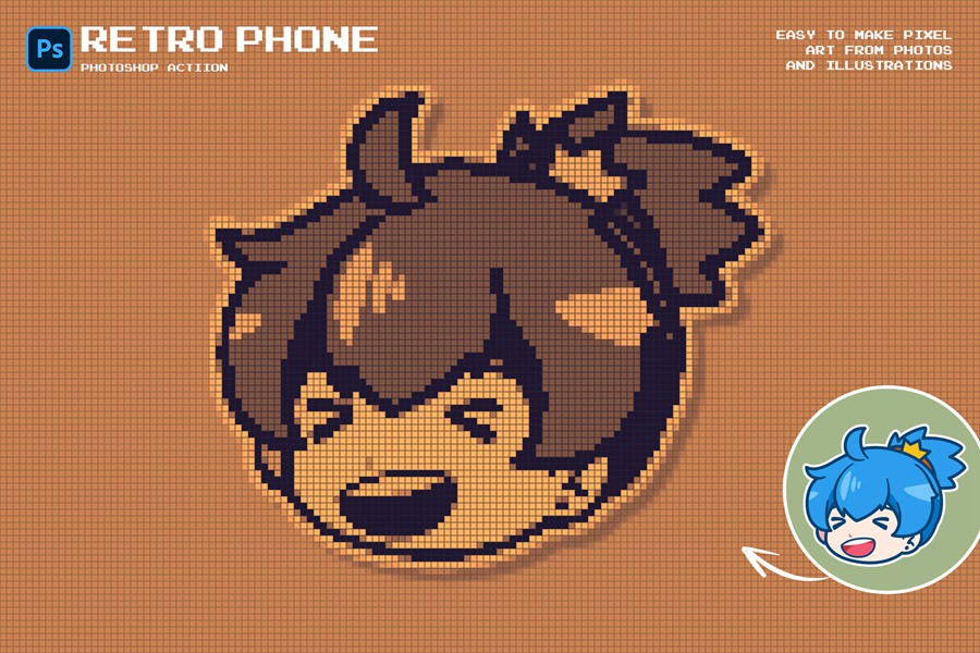 复古像素风LOGO头像艺术诺基亚旧手机绿橙蓝网格叠加效果PS动作 Retro Phone Photoshop Action 插件预设 第5张-素材湾丨精选海外优质设计素材资源 复古像素风LOGO头像艺术诺基亚旧手机绿橙蓝网格叠加效果PS动作 Retro Phone Photoshop Action 插件预设 sucaiwan.com