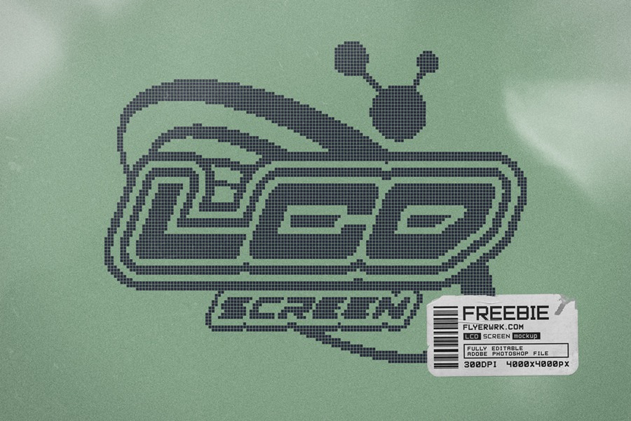 复古老式诺基亚屏幕质感液晶屏PSD模型 Flyerwrk LCD SCREEN MOCKUP 样机素材 sucaiwan.com