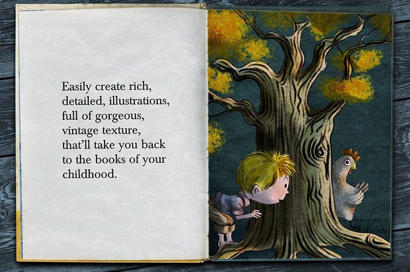 复古儿童绘本插画纹理Procreate笔刷 笔刷资源 sucaiwan.com