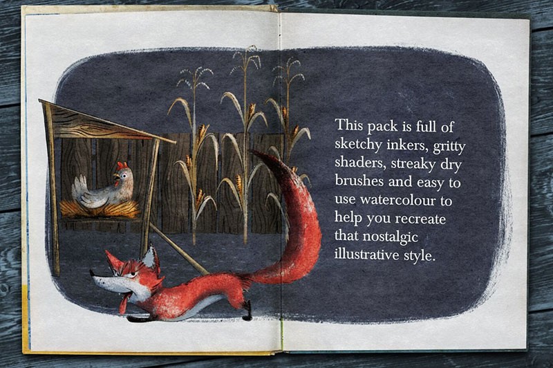 复古儿童绘本插画纹理Procreate笔刷 笔刷资源 sucaiwan.com