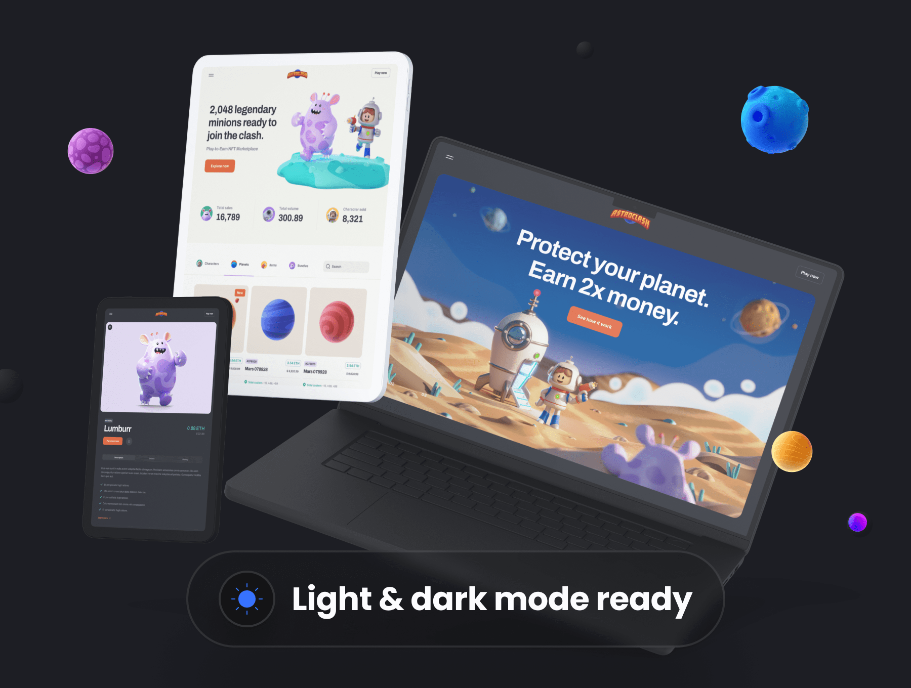 高级史诗级游戏NFT市场设计套件 Play-to-Earn NFT Marketplace Kit APP UI sucaiwan.com