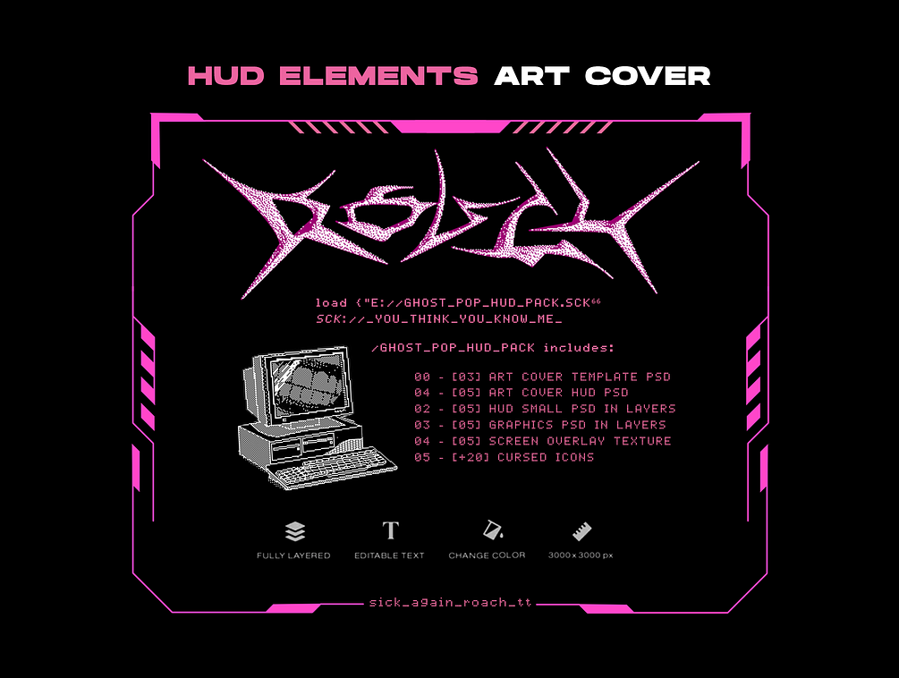 新潮赛博朋克酸性HUD边框元素屏幕纹理艺术封面包动态mov视频图形包 ANIMATED HUD ELEMENTS 图片素材 sucaiwan.com