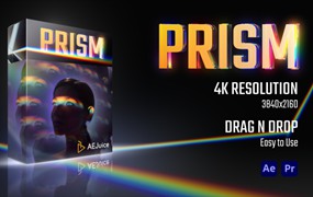 50多种霓虹多彩万花筒破碎棱镜灯光效果AE模板+PR模板 Aejuice Prism
