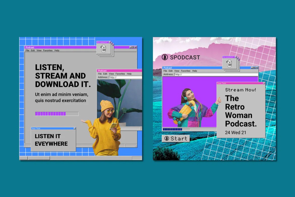 新潮WIN95经典复古计算机弹窗风格PSD模板sketch模版XD模版figma模板 样机素材 sucaiwan.com