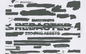 250多个肮脏水墨影印标记PNG免扣素材 REDACTED PNGs