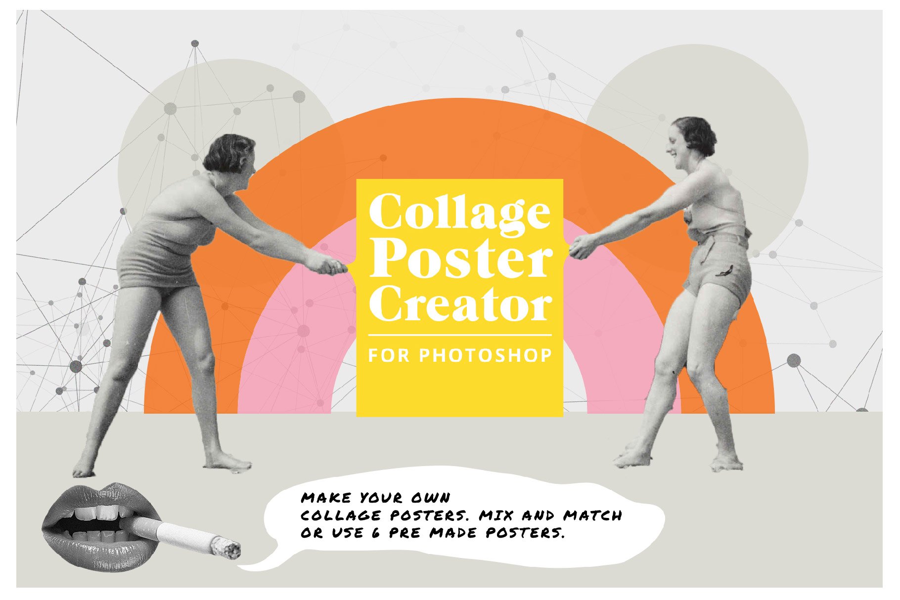 复古风格夏日手工剪切拼贴海报创作者PSD样机模板 CollagePosterCreator 样机素材 sucaiwan.com